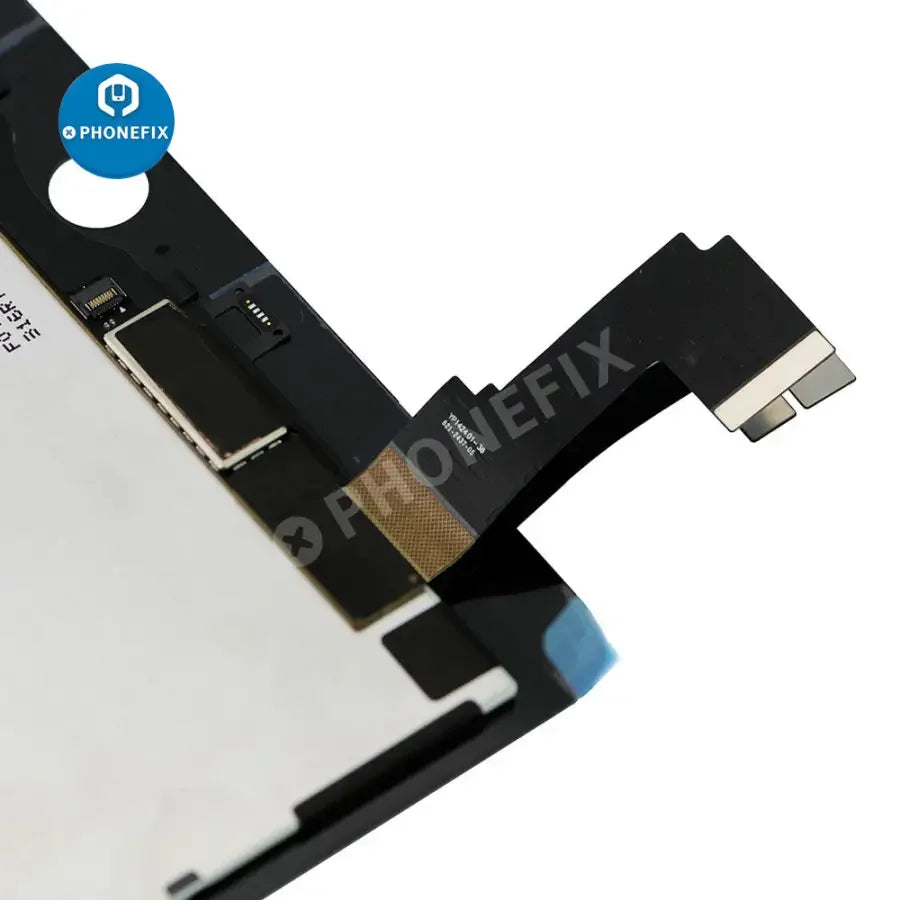 iPad Air 2 LCD with digitizer assembly replacement by PHONEFIX, showing the screen and digitizer without home button.