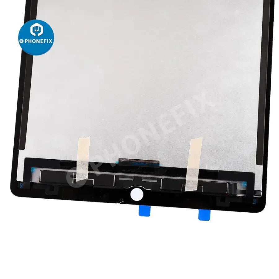 iPad Pro 12.9-inch 2nd Gen LCD and digitizer assembly replacement by PHONEFIX, showing the assembled screen with digitizer and LCD.