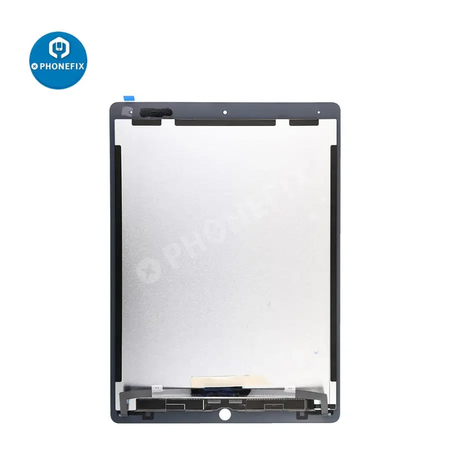 iPad Pro 12.9-inch 2nd Gen LCD with digitizer assembly replacement by PHONEFIX, showing the assembled screen and digitizer components.