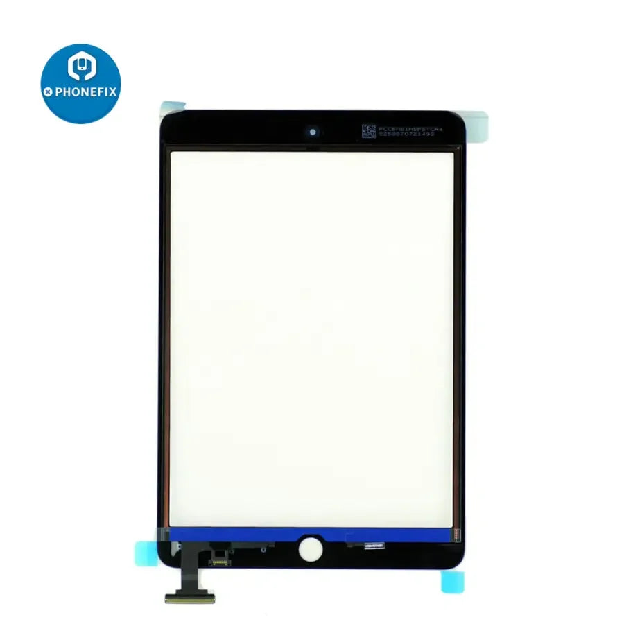 iPad Mini 1/2 replacement touch screen digitizer by PHONEFIX, showing the new digitizer ready for installation.