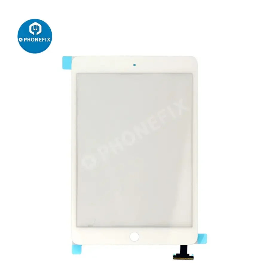 PhoneFix iPad Mini 1/2 touch screen digitizer replacement, showing the new glass digitizer for iPad Mini repair.