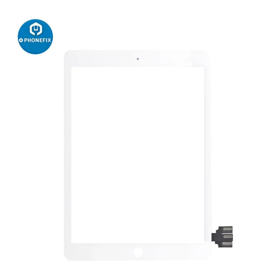 iPad Pro 9.7-inch replacement touch screen digitizer with OCA glue by PHONEFIX, shown with assembled components.