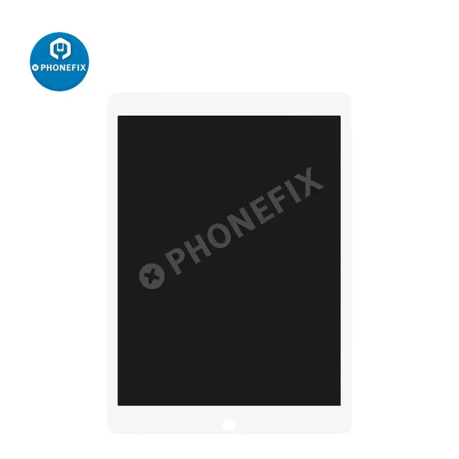 White LCD digitizer assembly with soldered board for iPad Pro 12.9" replacement, compatible with PHONEFIX iPad screen repair.