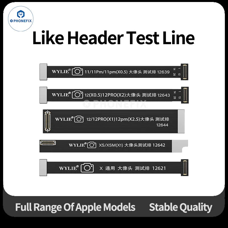 PhoneFix WYLIE rear camera extension test FPC cable for iPhone X to iPhone 17 Pro Max, flexible repair accessory, black cable
