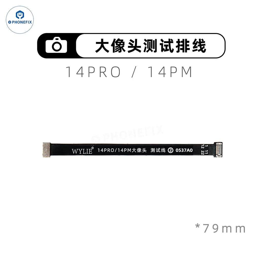 WYLIE iPhone X to Pro Max rear camera extension FPC test cable by PHONEFIX, flexible black connector for iPhone accessories.