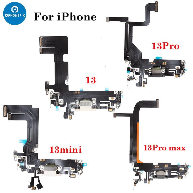 iPhone Lightning USB-C charging port flex cable replacement by PHONEFIX, showing the flexible connector for iPhone repair.