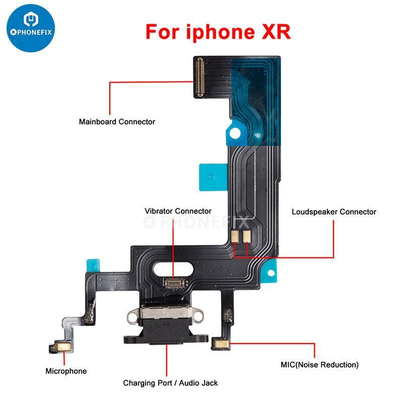 iPhone Lightning USB-C charging port flex cable replacement by PHONEFIX, showing the flexible cable for iPhone repair.