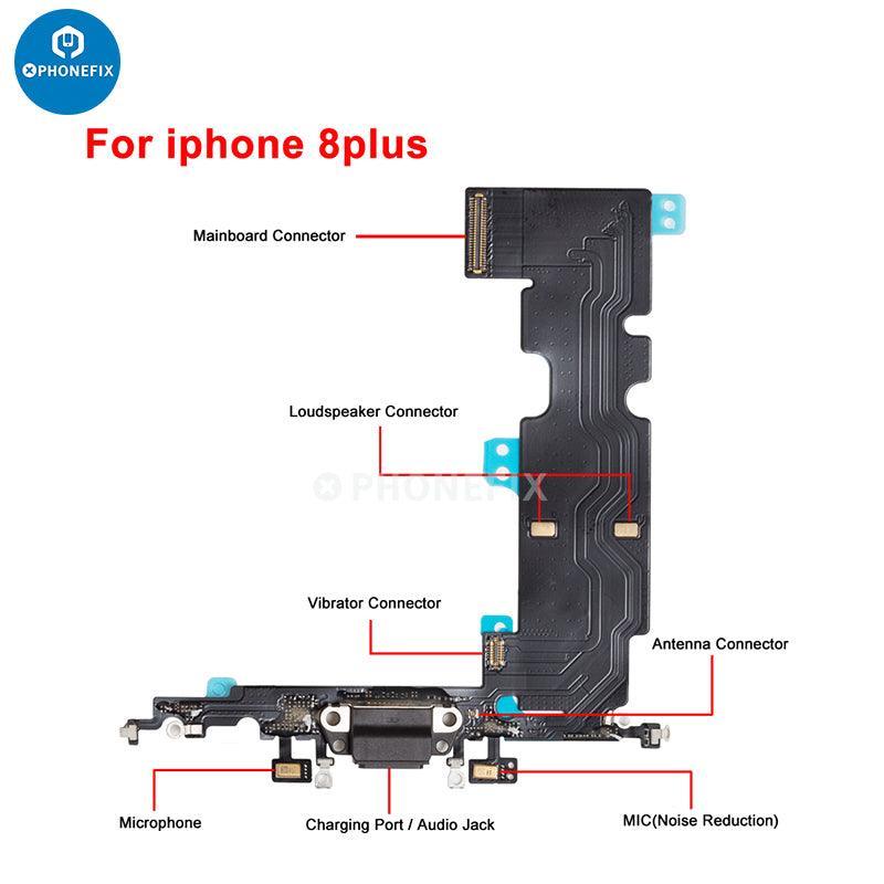 iPhone Lightning USB-C charging port flex cable replacement by PHONEFIX, showing the flexible cable for iPhone accessories repair.