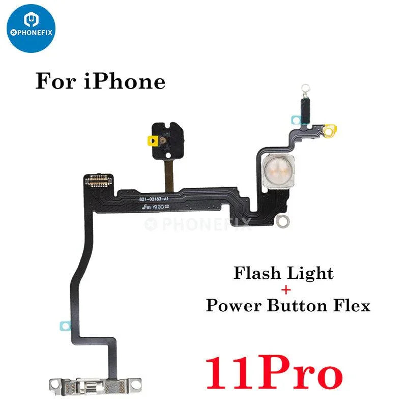 PHONEFIX iPhone 11-15 Pro Max flashlight flex cable replacement, new iPhone accessory for repairing flashlight functionality.