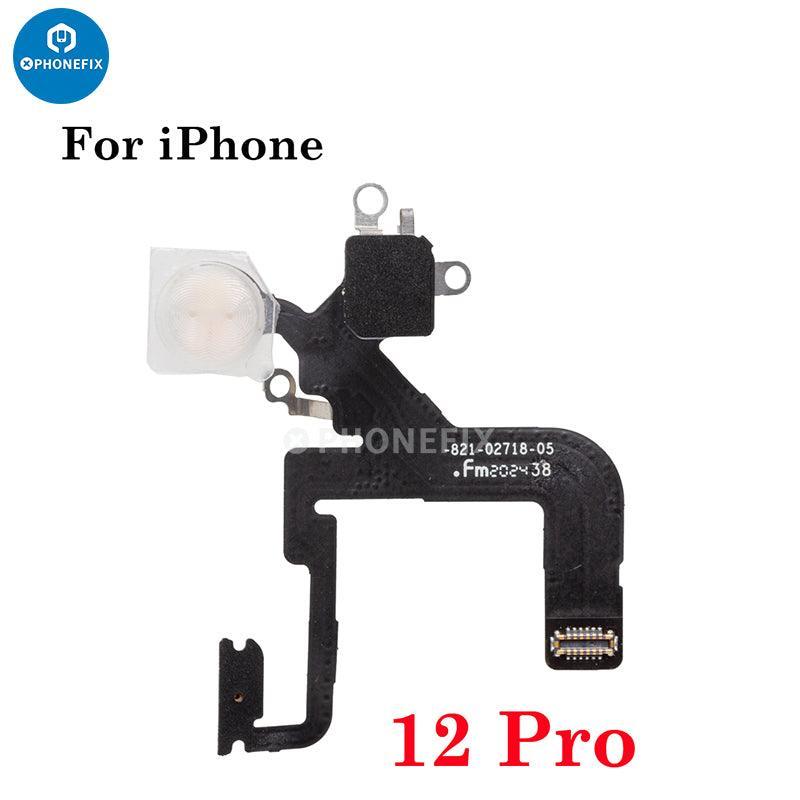 PHONEFIX iPhone 11-15 Pro Max flashlight flex cable replacement for iPhone accessories, showing the flexible cable and connectors.