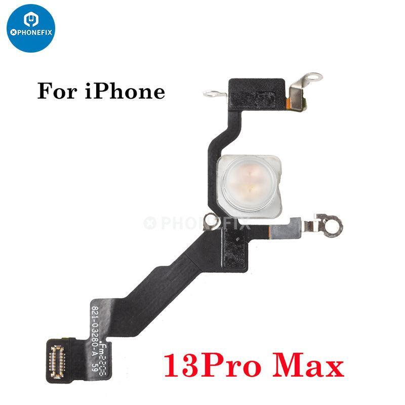 PhoneFix iPhone 11-15 Pro Max flashlight flex cable replacement for iPhone accessories, showing the flex cable for repair.