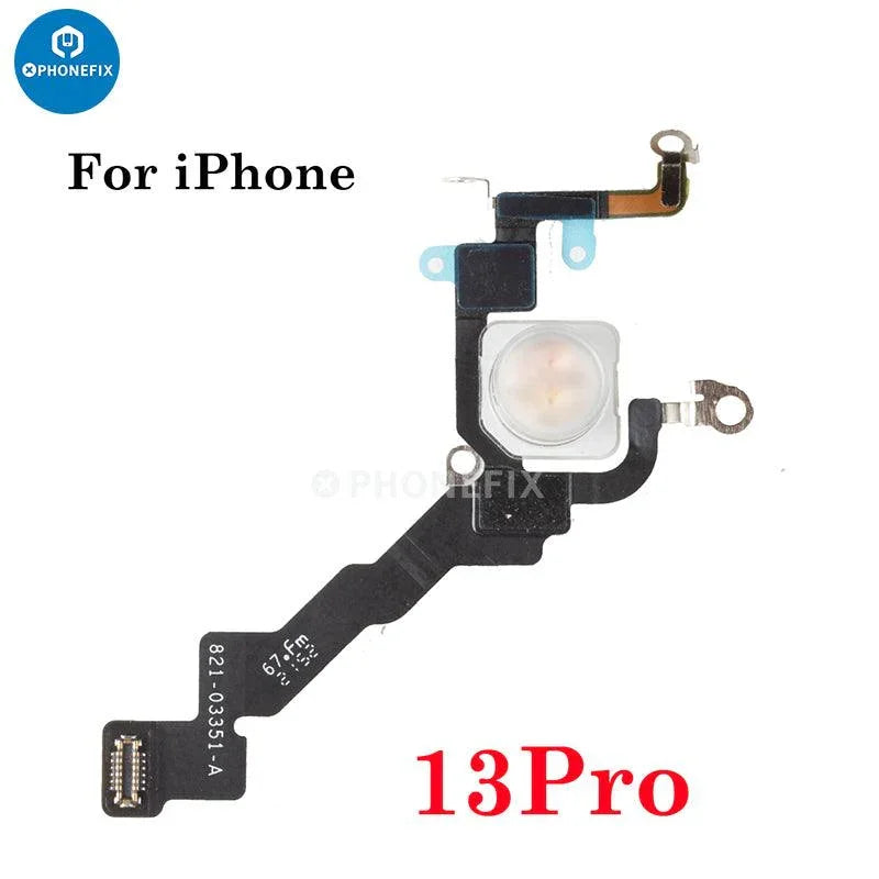 PHONEFIX iPhone 11-15 Pro Max flashlight flex cable replacement for iPhone accessories, showing the flexible connector cable.