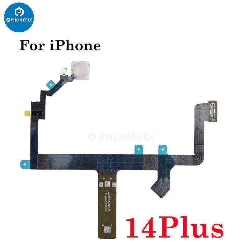 PHONEFIX iPhone 11-15 Pro Max flashlight flex cable replacement, showing the flexible connector for iPhone flashlight repair.