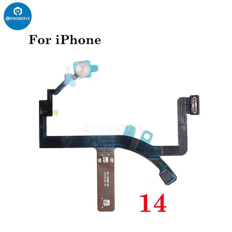 PHONEFIX iPhone 11-15 Pro Max flashlight flex cable replacement, showing the flexible cable for iPhone flashlight repair.