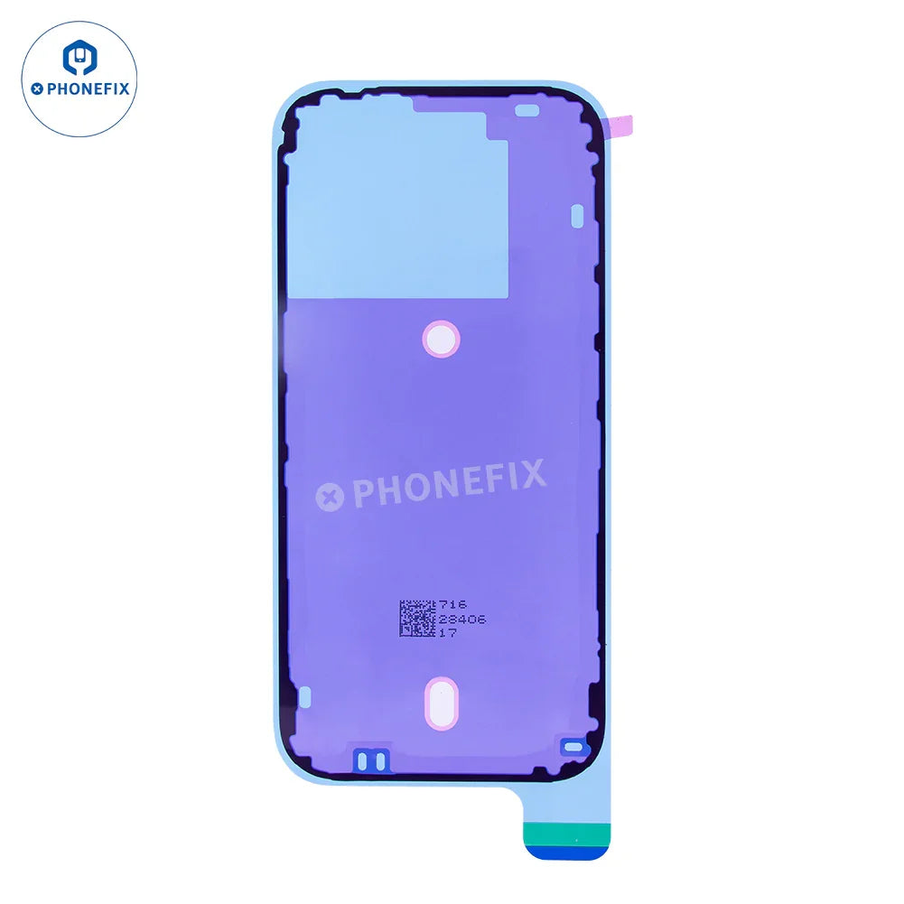 PHONEFIX waterproof screen sealing adhesive sticker for iPhone 15-16 Pro Max, showing the clear adhesive strip for device protection.