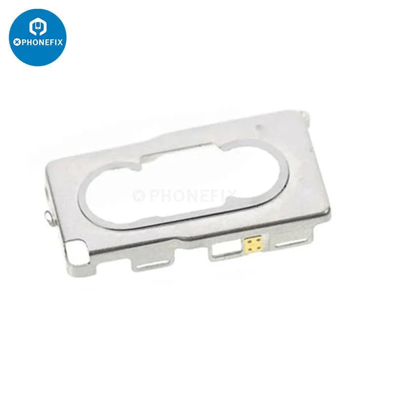 PHONEFIX rear camera metal bracket replacement for iPhone 6 to 11 Pro Max, shown on a white background.