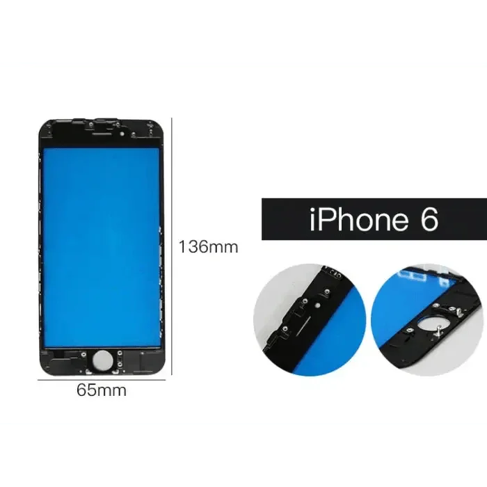 PhoneFix iPhone 6-X écran LCD cadre central cadre support de protection montrant le composant en plastique noir pour la réparation du téléphone.