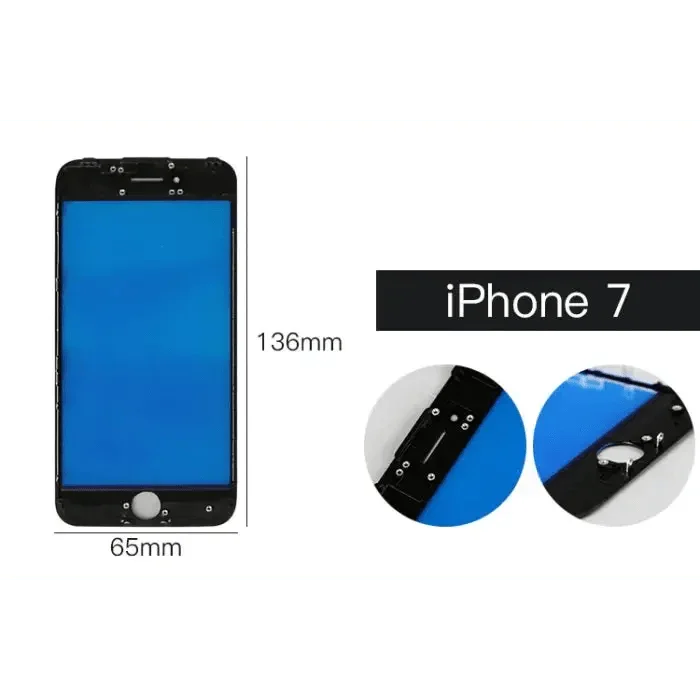 Protection de cadre central d'écran LCD PhoneFix pour iPhone 6-X, présentant la pièce de réparation en plastique noir avec des découpes précises.