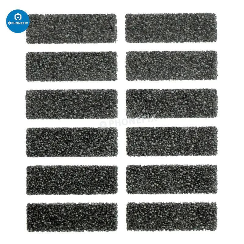 PhoneFix replacement foam pads for iPhone 6 to 11 Pro Max front camera, showing close-up of foam padding for camera seal.