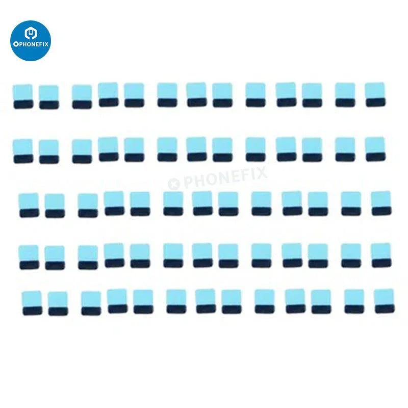 PhoneFIX replacement foam pads for iPhone 6-11 Pro Max front camera, showing close-up of foam padding and camera connector.