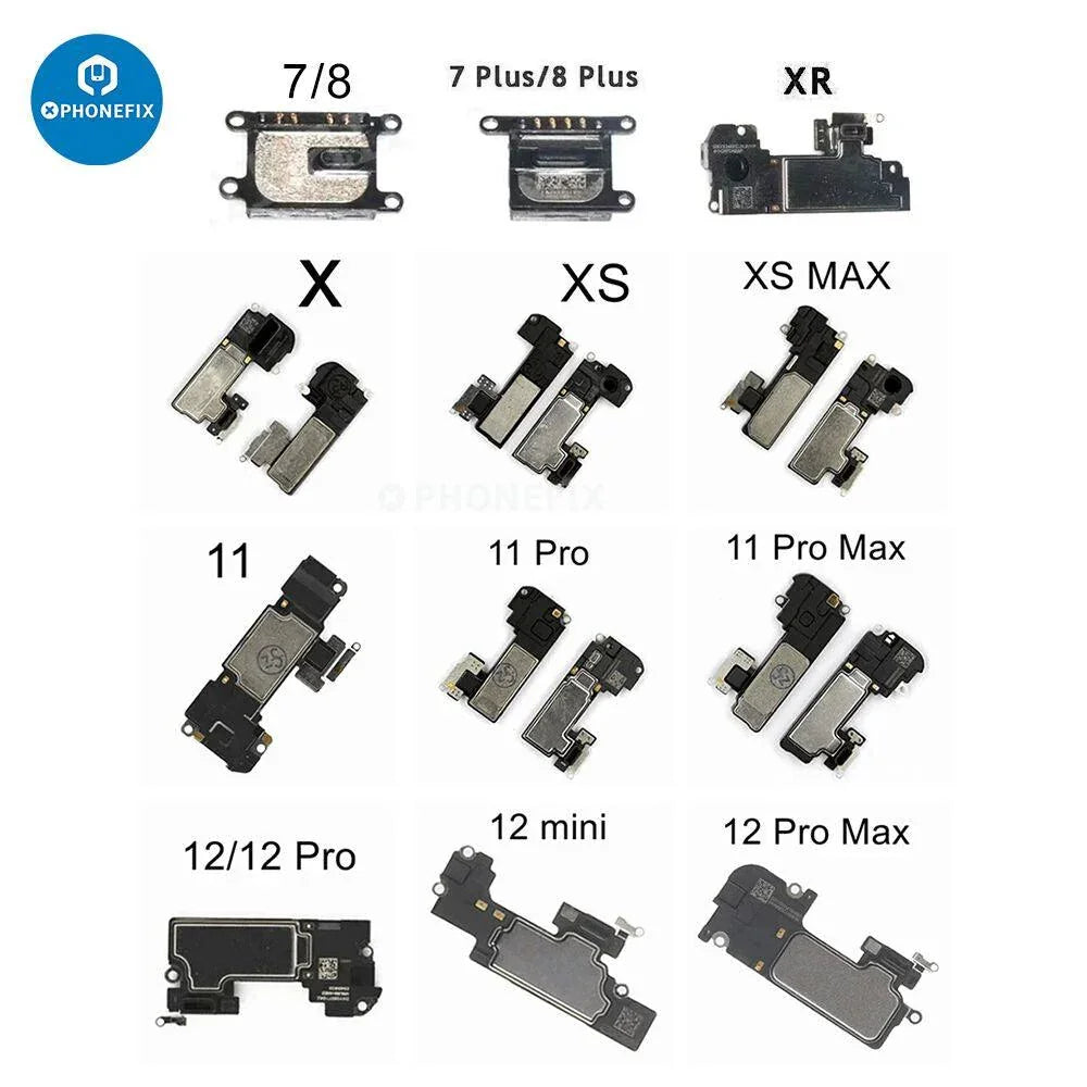iPhone earpiece speaker sound receiver replacement from PHONEFIX showing the small repair part for iPhone accessories.