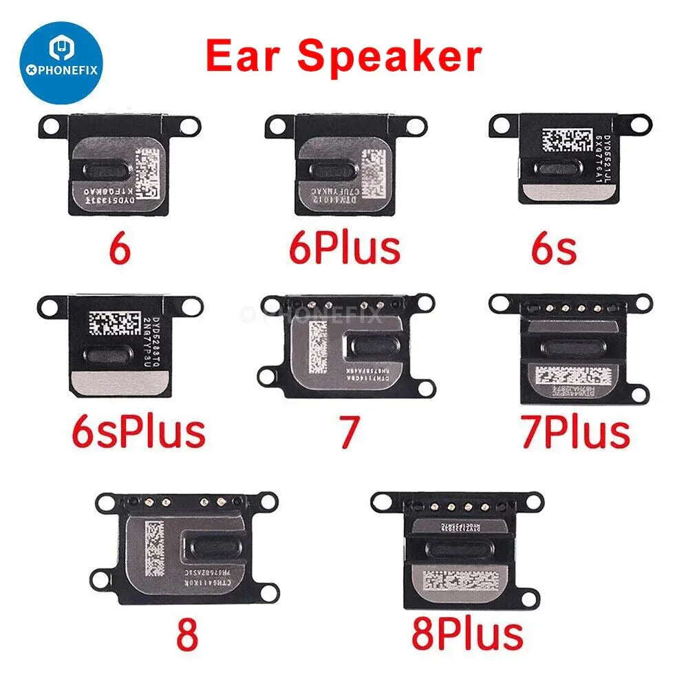 iPhone earphone speaker sound receiver replacement by PHONEFIX, close-up of the earpiece component for iPhone accessories.