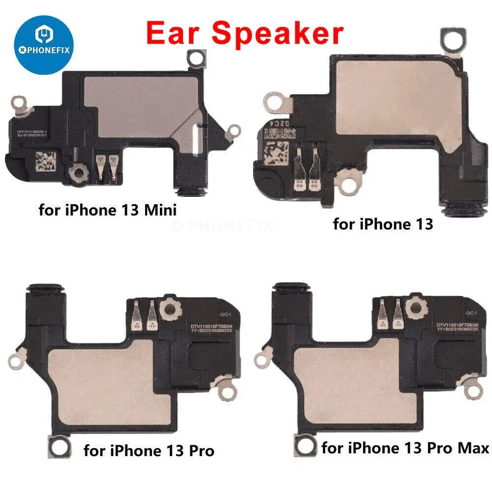 iPhone earpiece speaker sound receiver replacement by PHONEFIX, showing a small repair part for iPhone accessories.