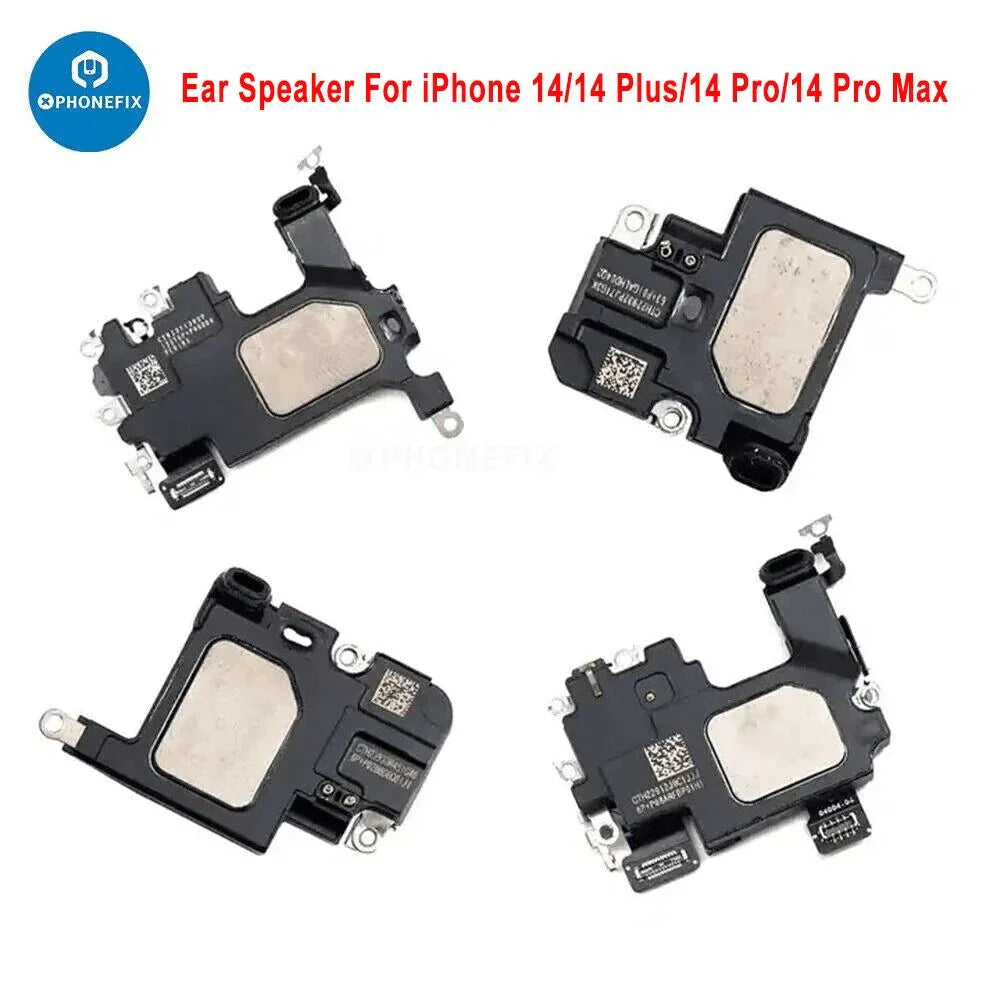 iPhone earpiece speaker sound receiver replacement from PHONEFIX, showing the small repair part for iPhone accessories.