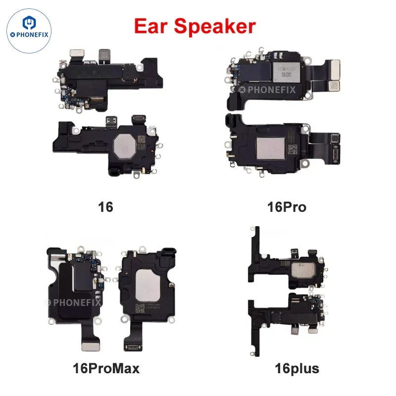 iPhone earpiece speaker sound receiver replacement for iPhone, accessory by PHONEFIX, showing the small replacement part.