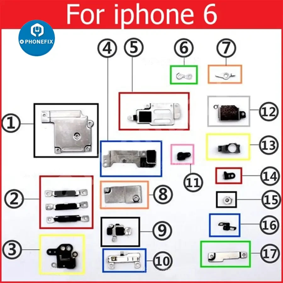 Petit support de protection en métal ferreux pour les composants internes des iPhone 6 à 13 Pro Max, conçu par PHONEFIX pour les accessoires iPhone.