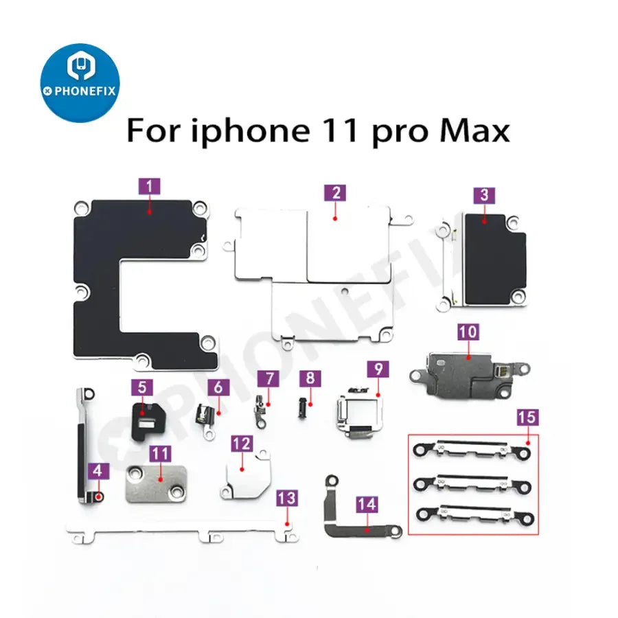 PhoneFix Pièces internes de petite taille pour iPhone 6-13 Pro Max&nbsp;: protection de support métallique en fer pour la réparation et le remplacement de téléphones.