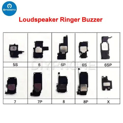 PHONEFIX iPhone 6-17 Pro Max loudspeaker ringer buzzer replacement, showing the small replacement part on a white background.