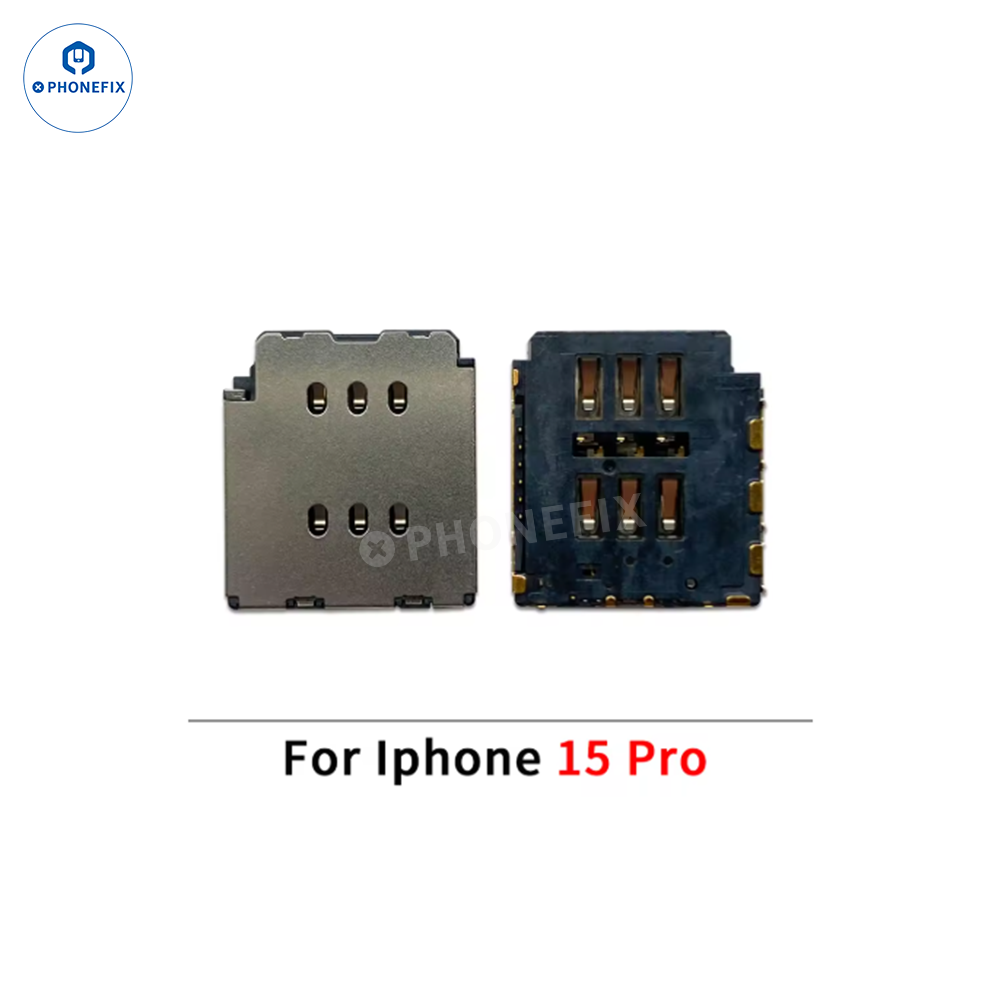 PhoneFix iPhone SIM card reader holder tray for iPhone 7-14 Pro Max, showing dual card slot and compact design.