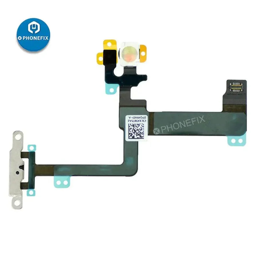 iPhone Power Button Flex Cable with Bracket replacement by PHONEFIX, showing the flex cable and bracket for iPhone repair.