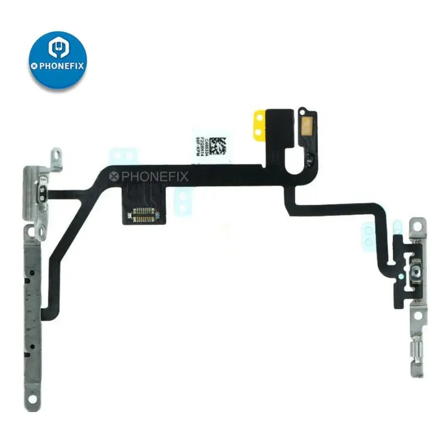 iPhone power button flex cable with bracket replacement by PHONEFIX, showing the flex cable and metal bracket for iPhone repair.