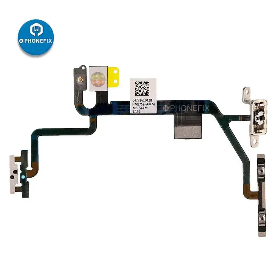 iPhone power button flex cable with bracket replacement by PHONEFIX, designed for easy repair of iPhone models.