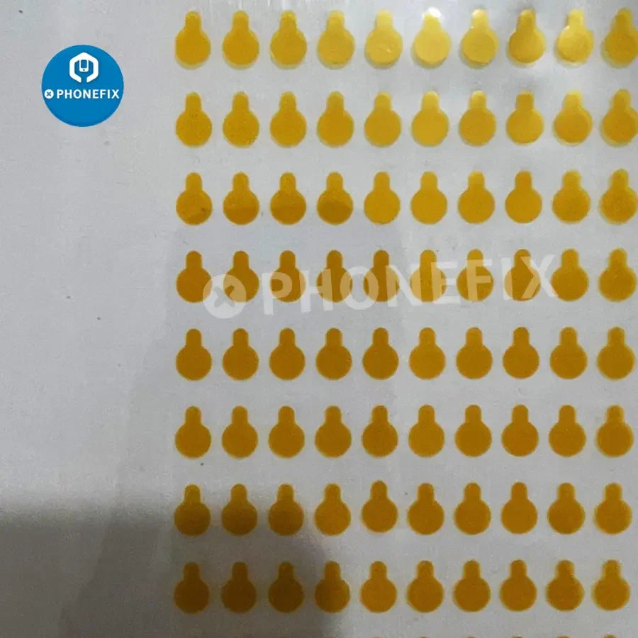 Set of 100 PHONEFIX iPhone camera protection stickers for dustproof and face ID camera lens coverage.
