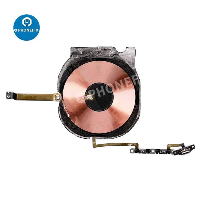 Wireless NFC charging flex assembly for iPhone X to 15 Pro Max, compatible with PHONEFIX iPhone accessories, shown in the image