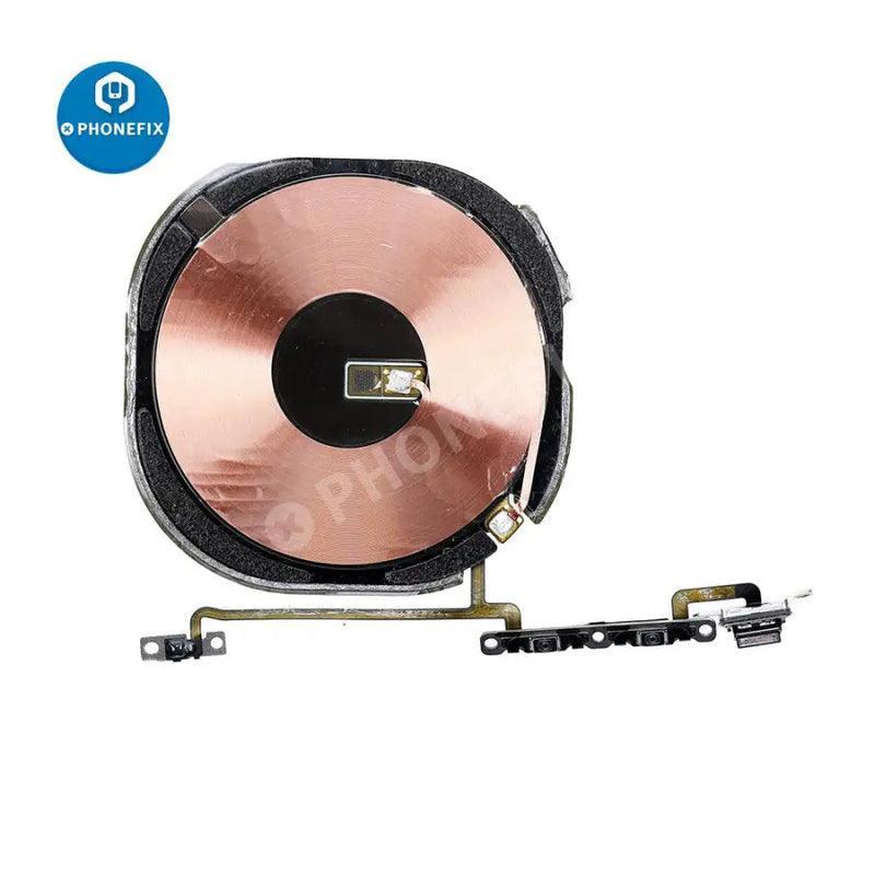 Wireless NFC charging flex assembly for iPhone X to 15 Pro Max, compatible with PHONEFIX iPhone accessories, showing flex cables and connectors.