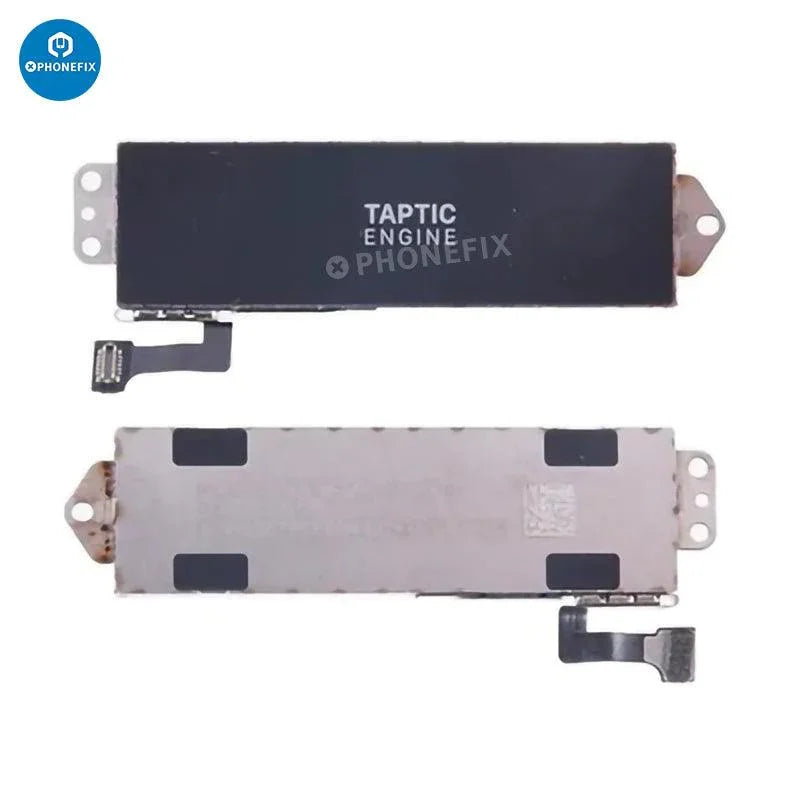 Vibration motor replacement for iPhone 8 to 14 Pro Max, PHONEFIX brand, showing the small internal component on a white background.