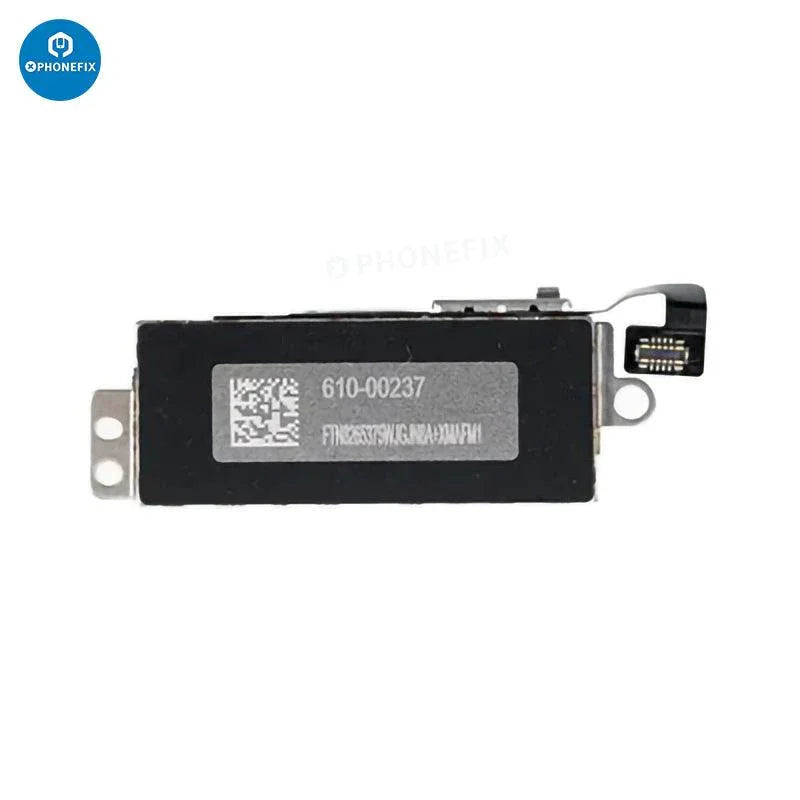 Vibration motor replacement for iPhone 8 to 14 Pro Max, PHONEFIX brand, showing a small internal phone component for repair.