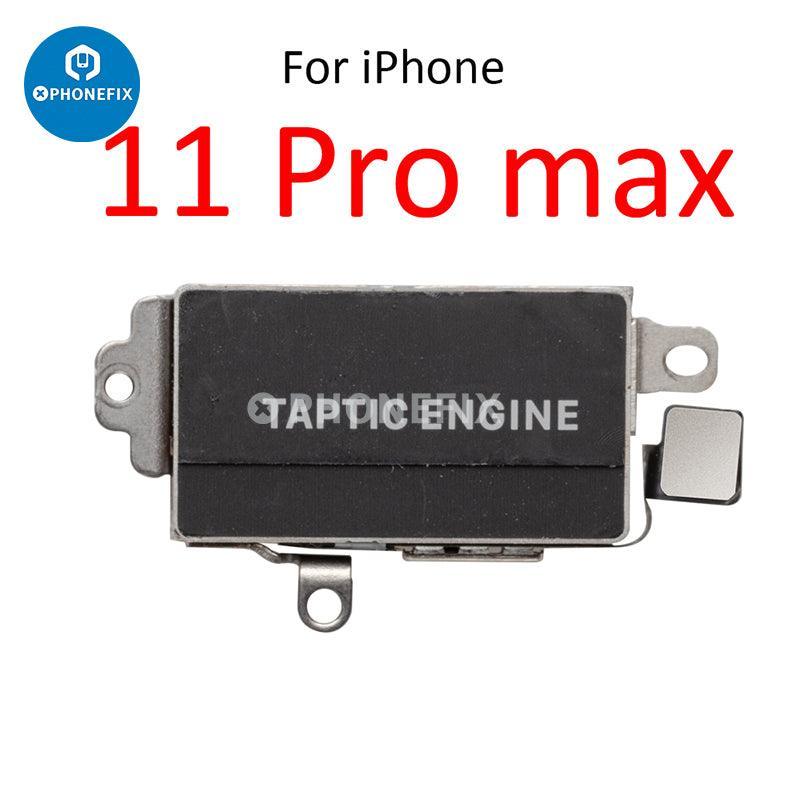 iPhone 8-14 Pro Max vibration motor replacement by PHONEFIX, showing the small internal component for iPhone accessories.