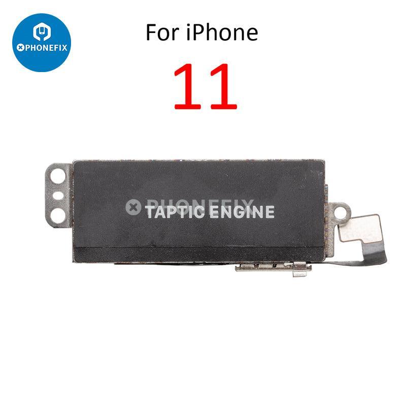 Vibration motor replacement for iPhone 8 to iPhone 14 Pro Max, showing the small internal component for iPhone accessories.