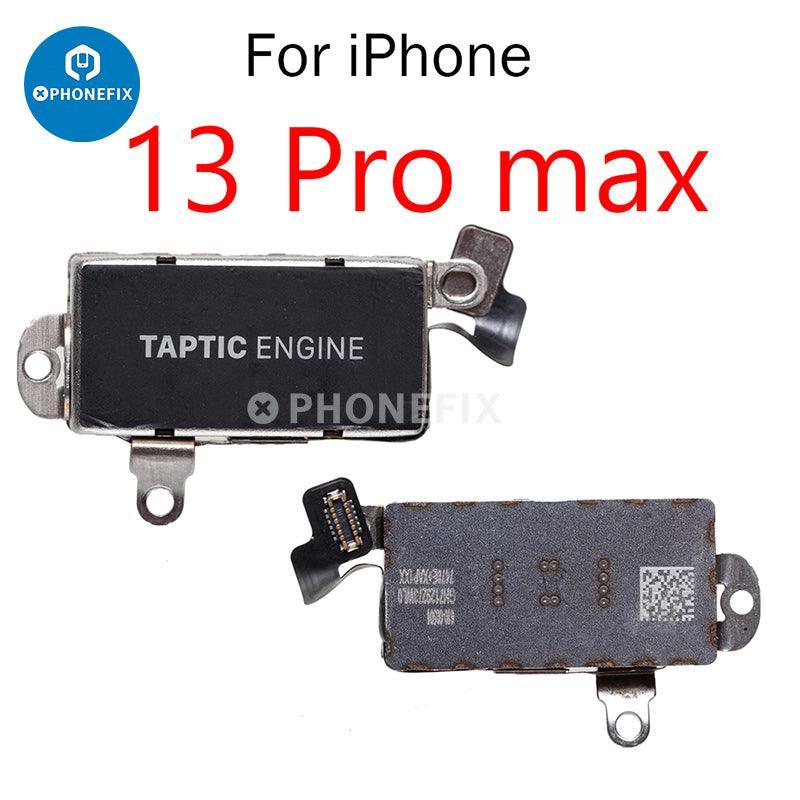 iPhone 8-14 Pro Max vibration motor replacement by PHONEFIX, showing the small internal device for phone accessory repair