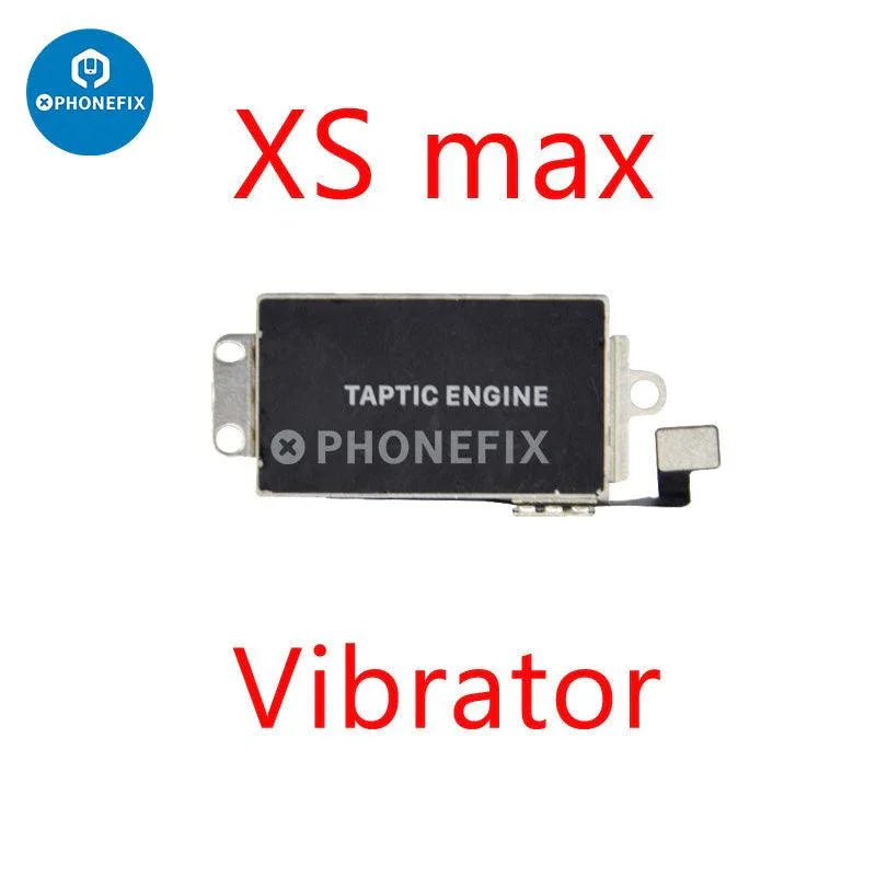 Vibration motor replacement for iPhone 8 to 14 Pro Max, PHONEFIX brand, showing the small internal motor component.
