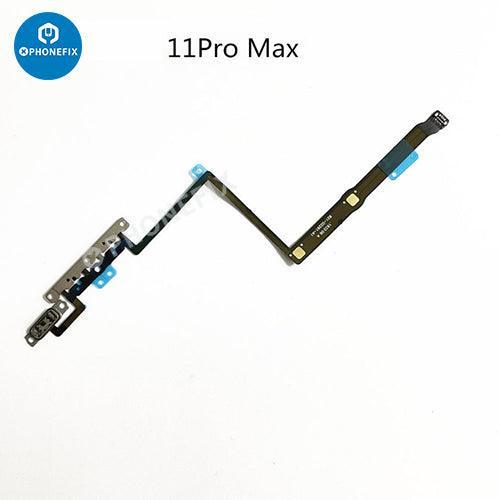 Câble flexible de remplacement pour bouton de volume des iPhone 8 à 15 Pro Max, présentant le câble flexible avec connecteurs pour une installation facile.