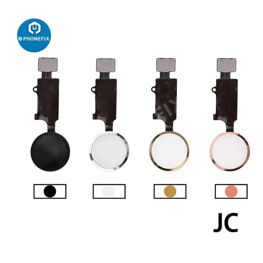 PHONEFIX JC 6 Gen universal home button with return function for iPhone 7-SE 2nd, showing the replacement home button with connector.