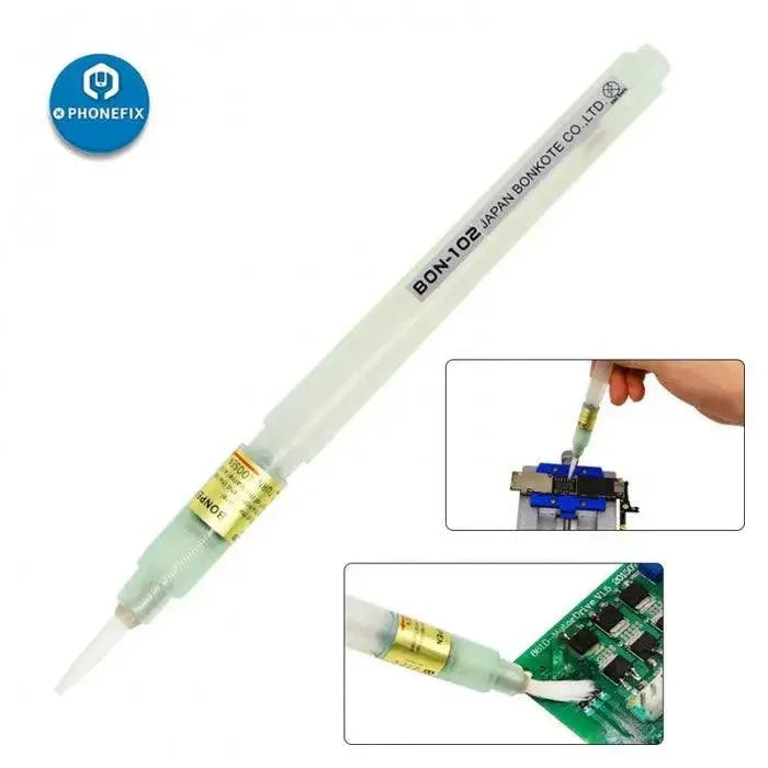 BON-102 Flux Paste Pen with flat brush tip for PCB welding repair, designed for iPhone accessories by PHONEFIX.