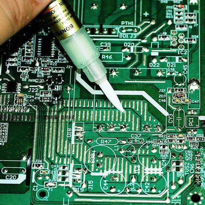 PhoneFix BON-102 Flux Paste Pen with flat brush tip for PCB welding repair, ideal for iPhone accessories and electronic repairs.