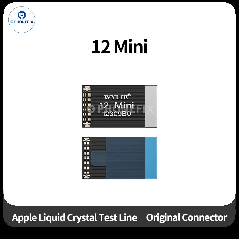 Wylie LCD screen test flex cable for iPhone X to 17 Pro Max, iPhone accessories by PHONEFIX, showing connector and flex cable components.